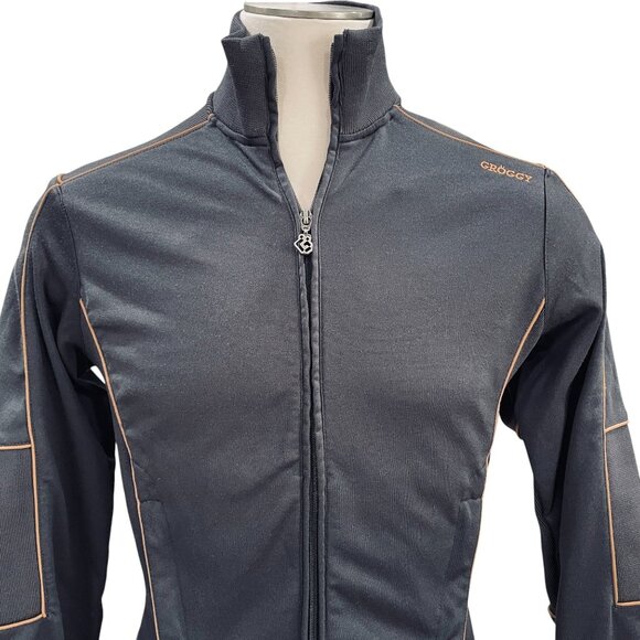 Groggy Charcoal Track Jacket Orange Stitch Full Zip Athletic Streetwear Small - Picture 3 of 10